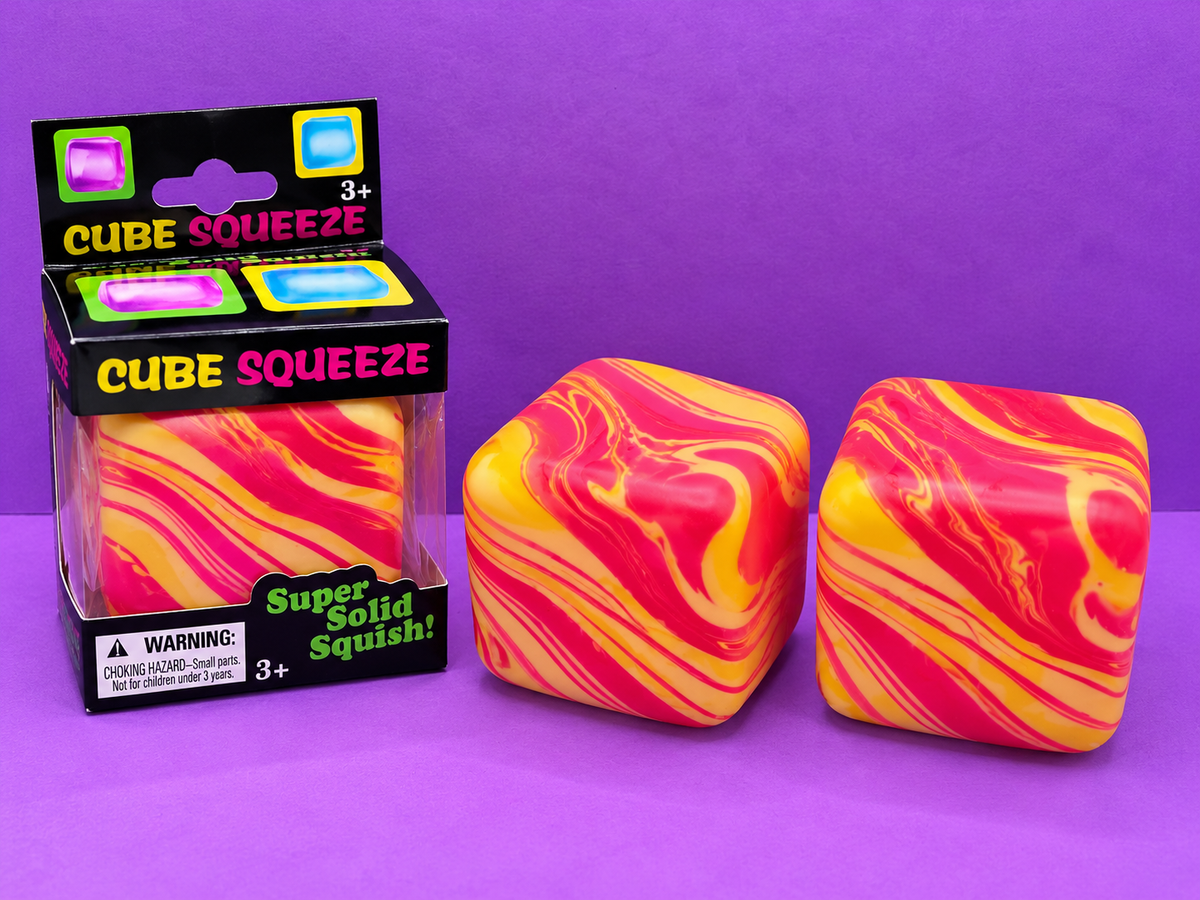 Tye Die Red and Yellow Square Cube Squishy