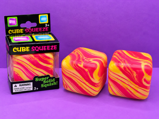 Tye Die Red and Yellow Square Cube Squishy